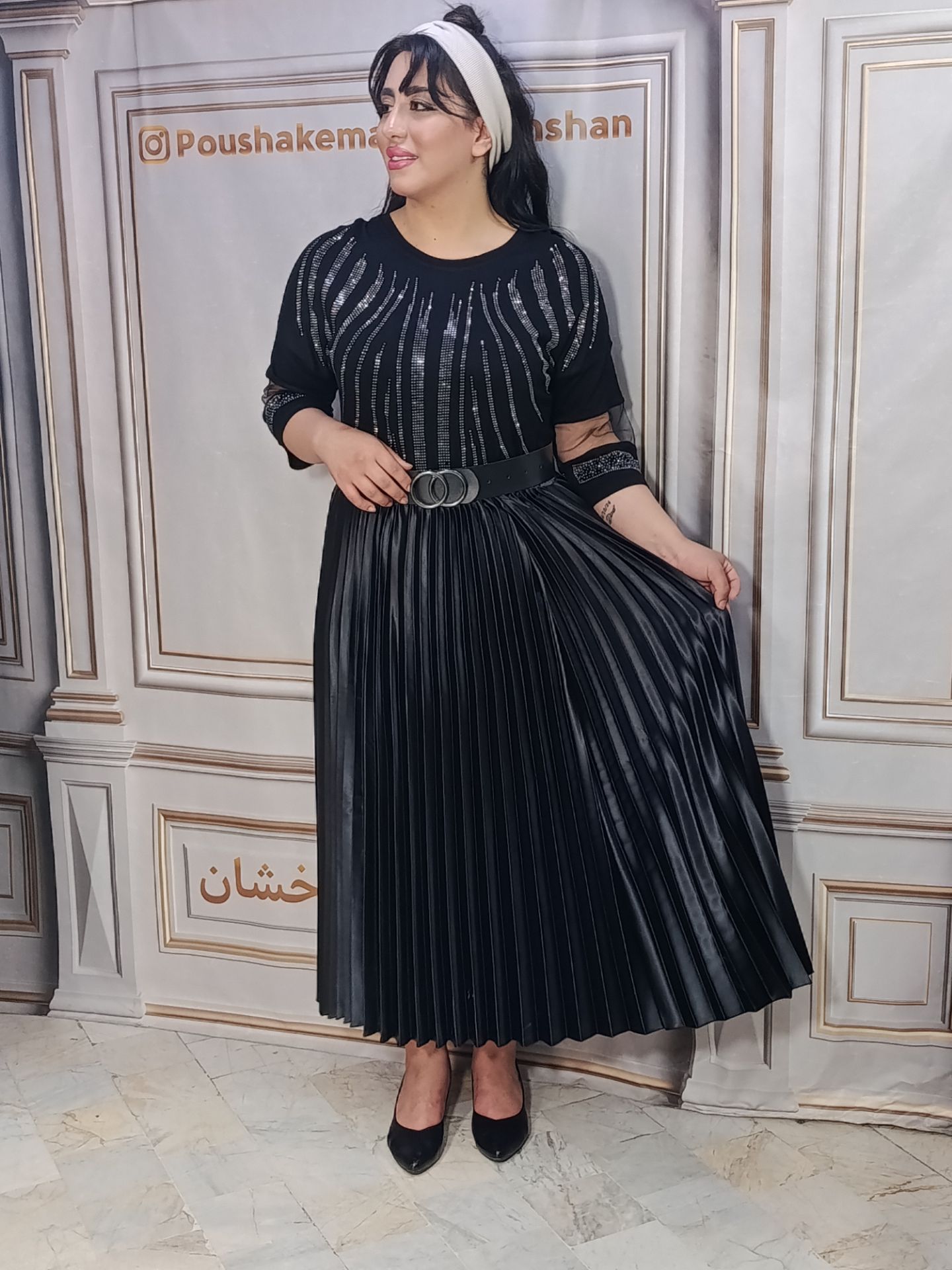 دامن پلیسه ساتن بلند