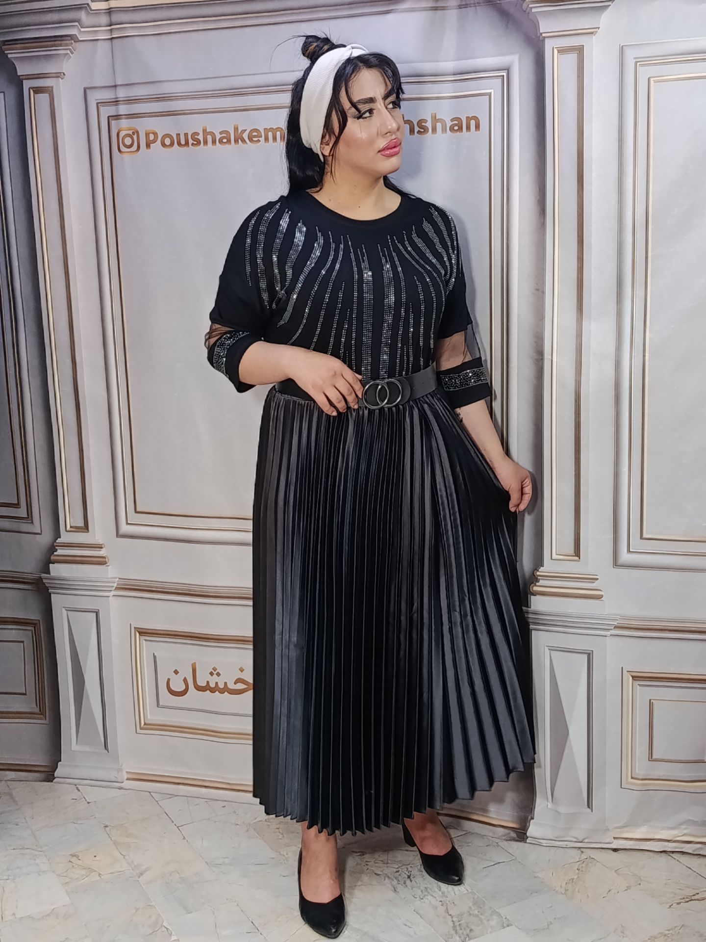 دامن پلیسه ساتن بلند - Image 2